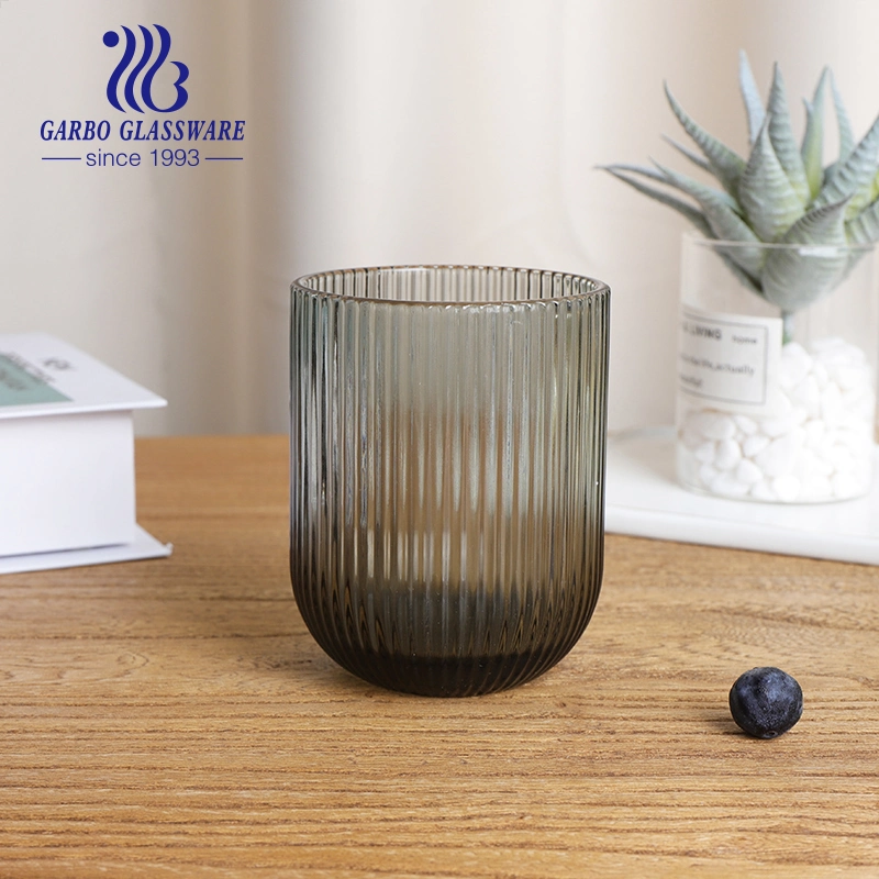 H Stripe Straight Shape Stemless Wine Glass 9oz Food Grade Solid Color Drinking Glass Cup Worldwide Hot Selling Glassware Water Juice Tumbler