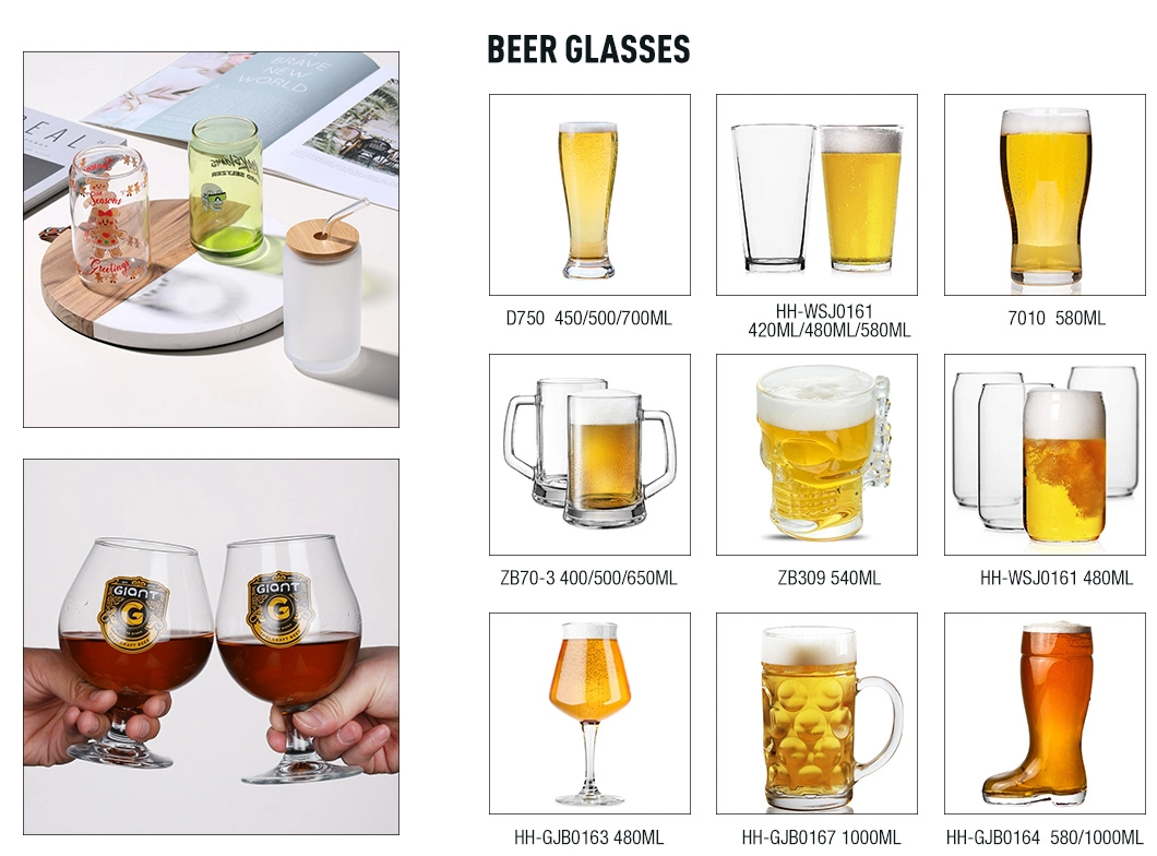 Free Sample 580ml Wholesale Custom Printed Pint Beer Glass Cup Tulip Beer Glassware for Restaurant Bar