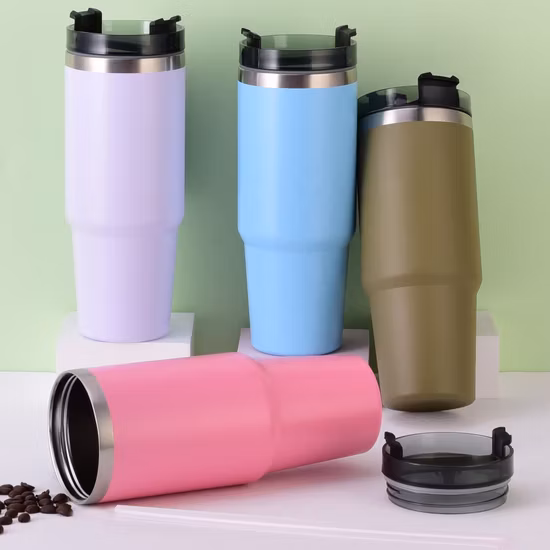 2023 Adventure Quencher 진공 금속 머그잔 스테인레스 스틸 여행용 머그잔 뚜껑과 밀짚이 포함된 Stanleys 40oz 절연 머그잔
