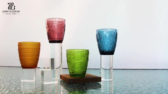 H-스트라이프 와인 글라스 직선형 스템리스 9온스 솔리드 컬러 식품 등급 마시는 유리 전세계 인기 유리 제품 워터 주스 컵