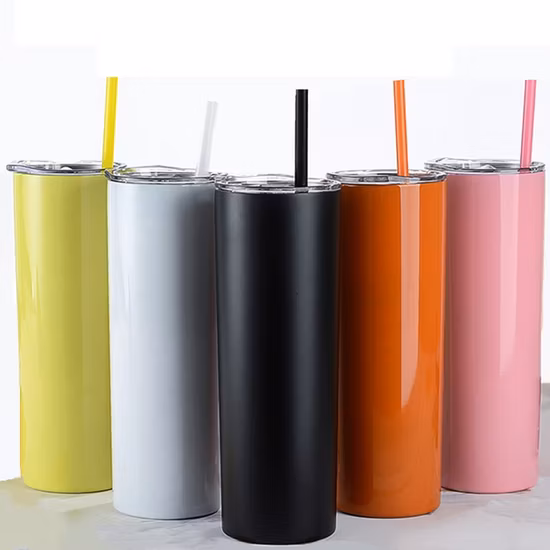 15oz/20oz 스트레이트 바디 스키니 텀블러 mit Strohhalm